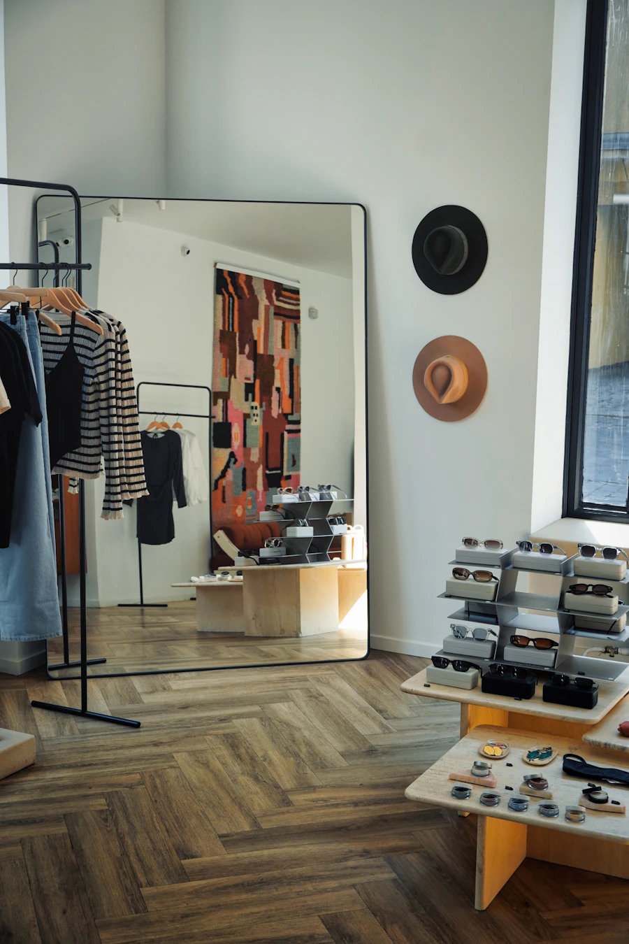 Clothing racks inside a shop